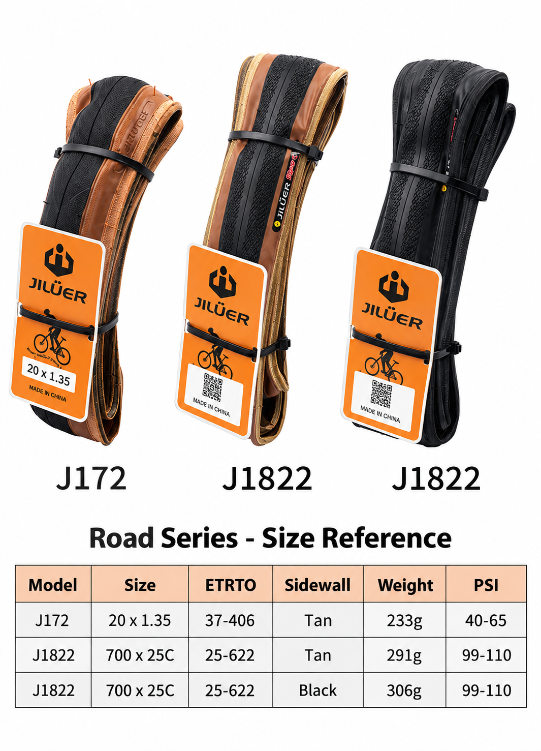 JILUER 60 TPI Folding Bicycle Tires - Road MTB and Fat Bike