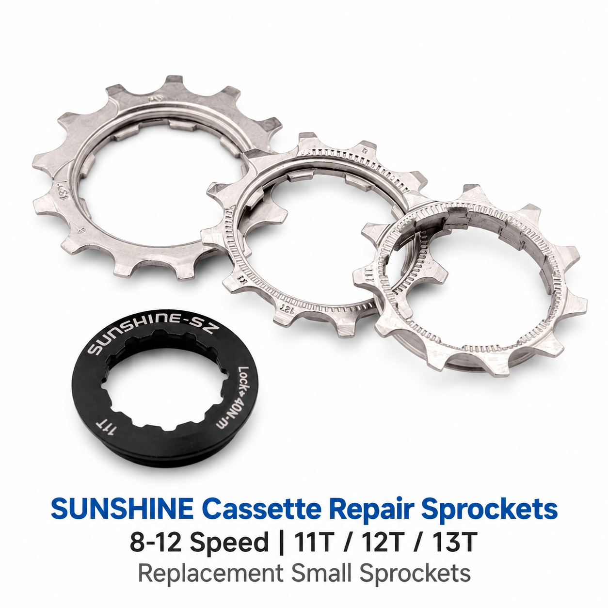 SUNSHINE Cassette Repair Sprockets 8-12 Speed 11T 12T 13T and Lockring