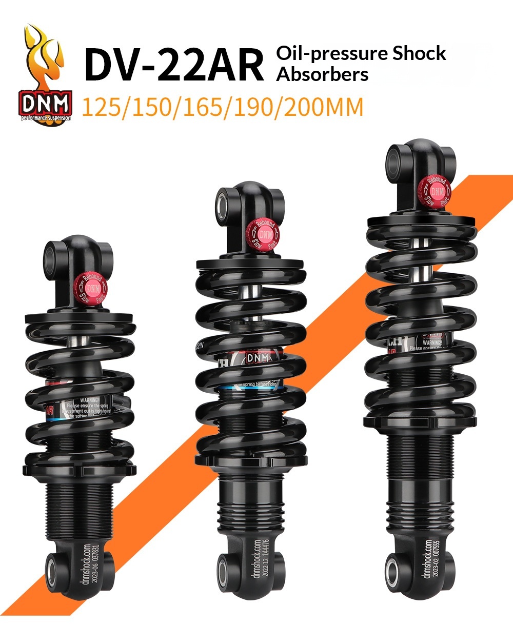 DNM DV-22AR Hydraulic Coil Spring Rear Shock Absorber - Adjustable Rebound Damping for MTB/E-Bike (Various Sizes & LBS)