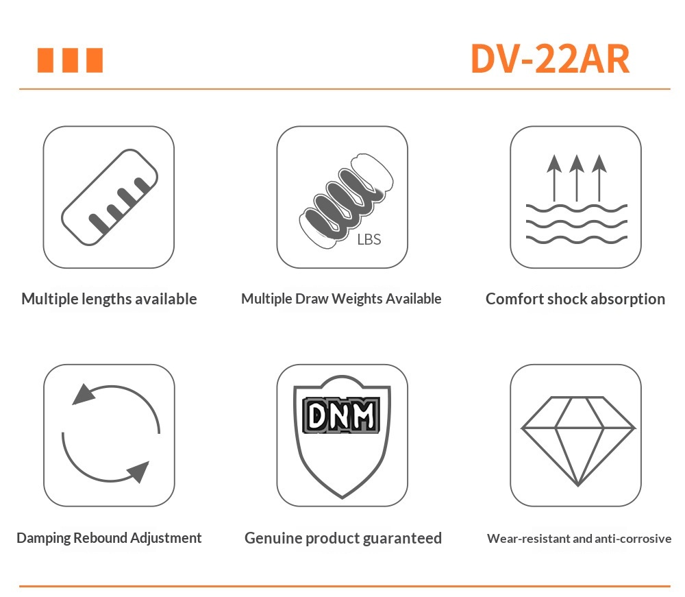 DNM DV-22AR Hydraulic Coil Spring Rear Shock Absorber - Adjustable Rebound Damping for MTB/E-Bike (Various Sizes & LBS)