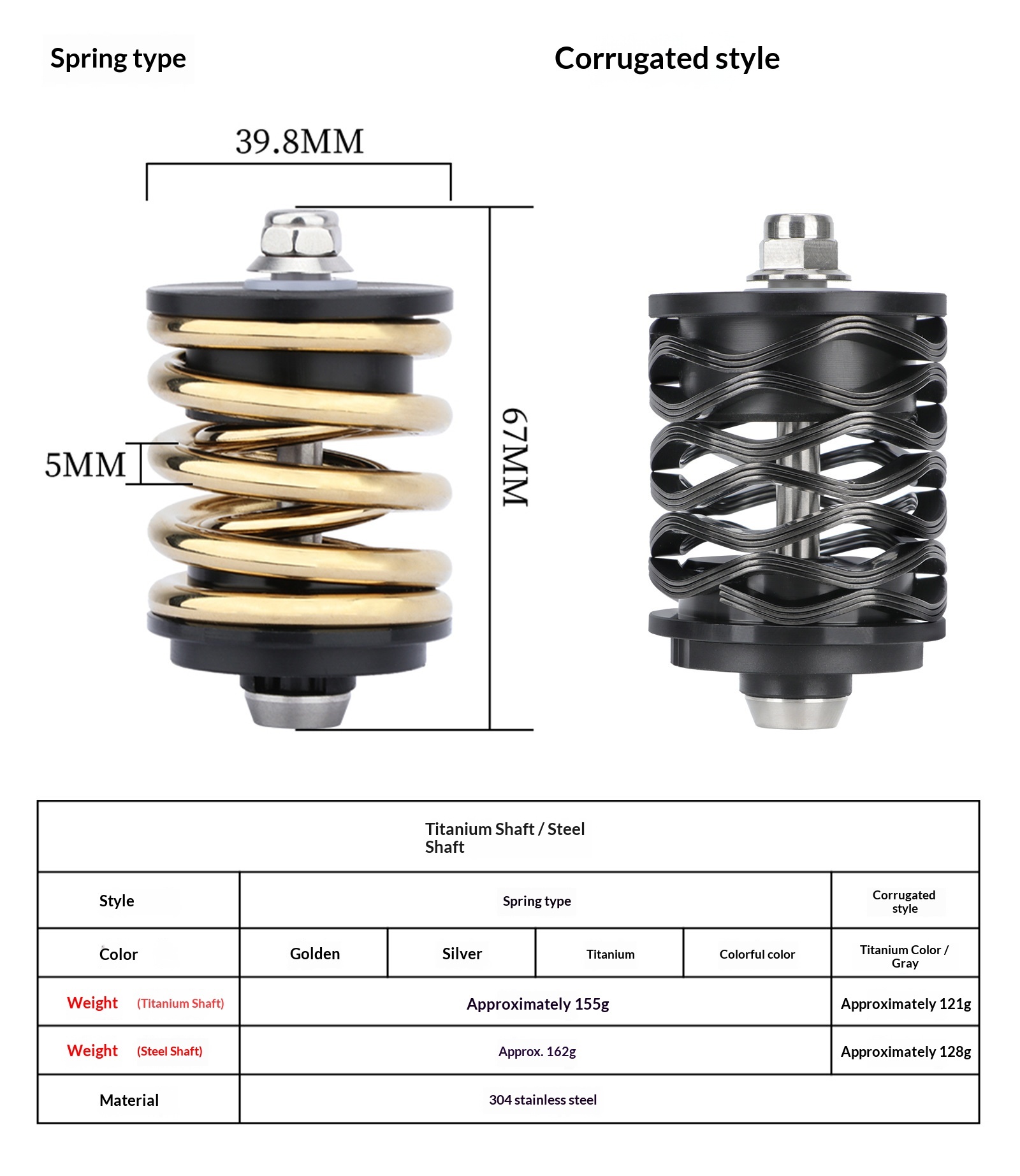 Brompton Compatible Metal Rear Shock Absorber “xiaobu”, Spring/Wave Style, Steel or Titanium Axle
