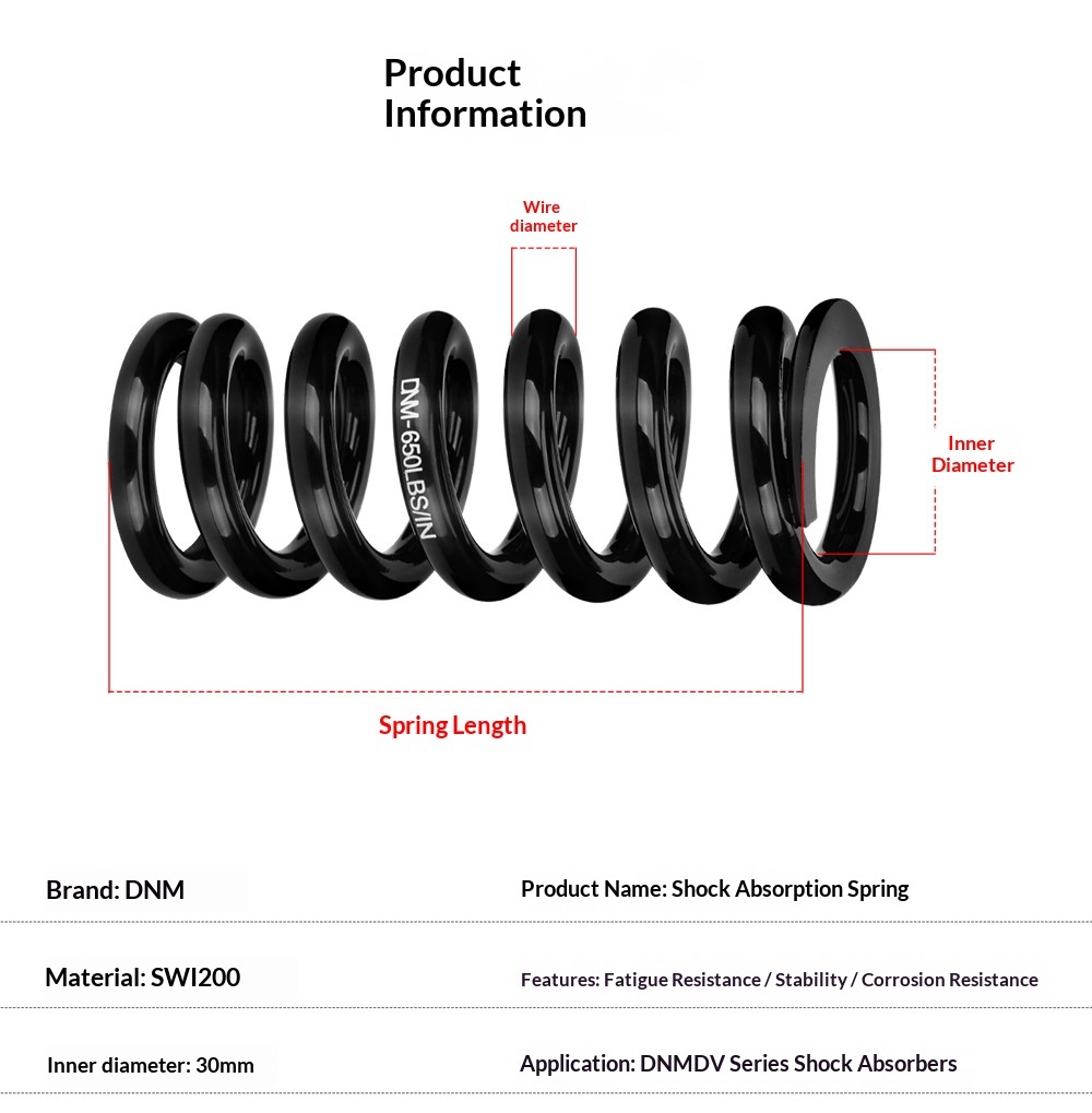 DNM-DV-SPRING 30mm ID Rear Shock Coil Spring for DNM DV22AR / KS 291R / 260, 350-1000 lbs/in