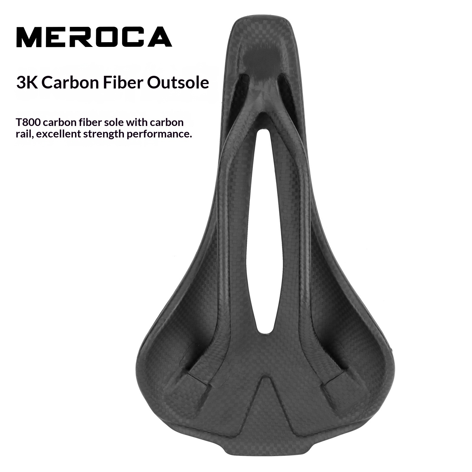 MEROCA VG R1 3D Printed Bicycle Saddle, Carbon Fiber Base with Zoned Cushioning, Hollow Lightweight Road Bike Saddle, 152g