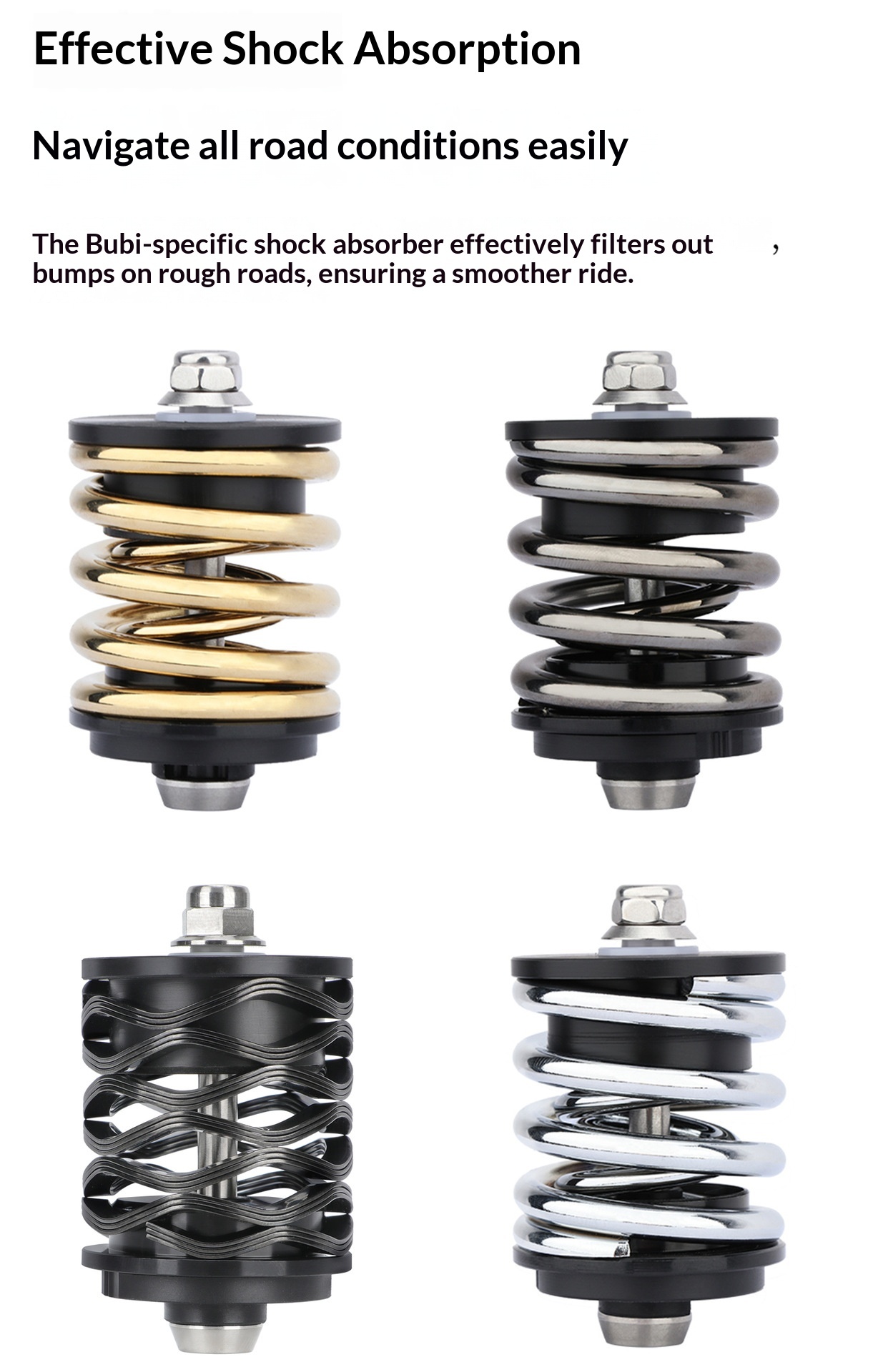 Meroca Metal Rear Shock Absorber compatible with Brompton “xiaobu”, Spring/Wave Style, Steel or Titanium Axle rear shocks
