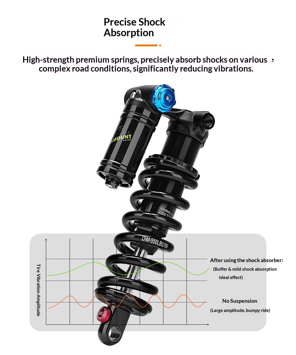 DNM TRU-3 Trunnion Coil Rear Shock Absorber, 185/205mm 450/550LBS with 24mm Bushing rear shocks, Aluminum Alloy