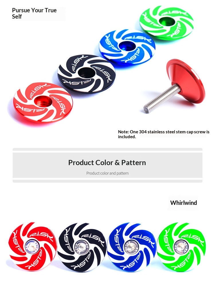 RISK RA134 Aluminum Alloy Bicycle Stem Cap — CNC Headset Top Cover for 28.6mm (1-1/8") Fork Steerer