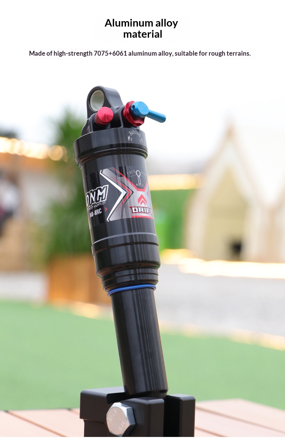 DNM AO-8RC Air Rear Shock Absorber, 3-Position Lockout MTB Soft Tail Bicycle Suspension, Rebound Damping Adjustable