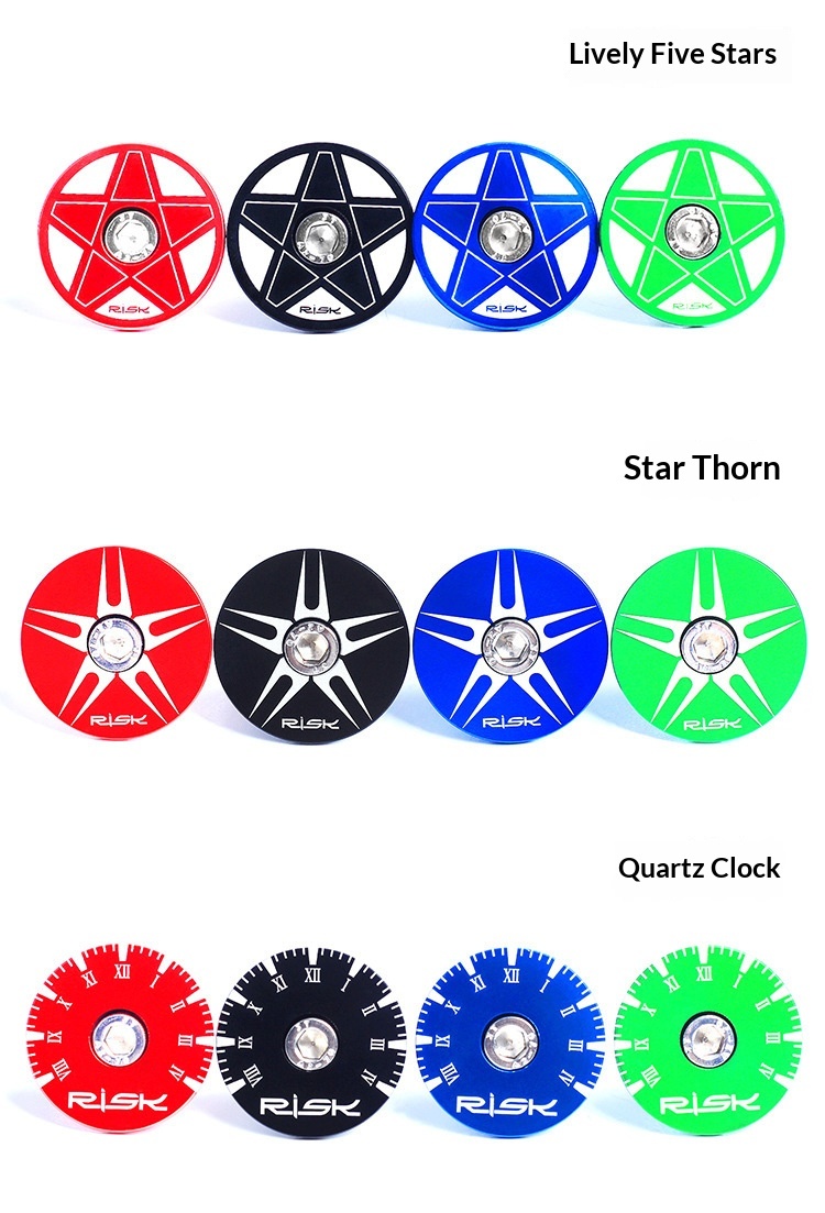 RISK RA134 Aluminum Alloy Bicycle Stem Cap — CNC Headset Top Cover for 28.6mm (1-1/8") Fork Steerer