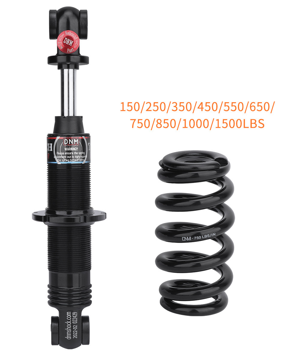 DNM DV-22AR Hydraulic Coil Spring Rear Shock Absorber - Adjustable Rebound Damping for MTB/E-Bike (Various Sizes & LBS)