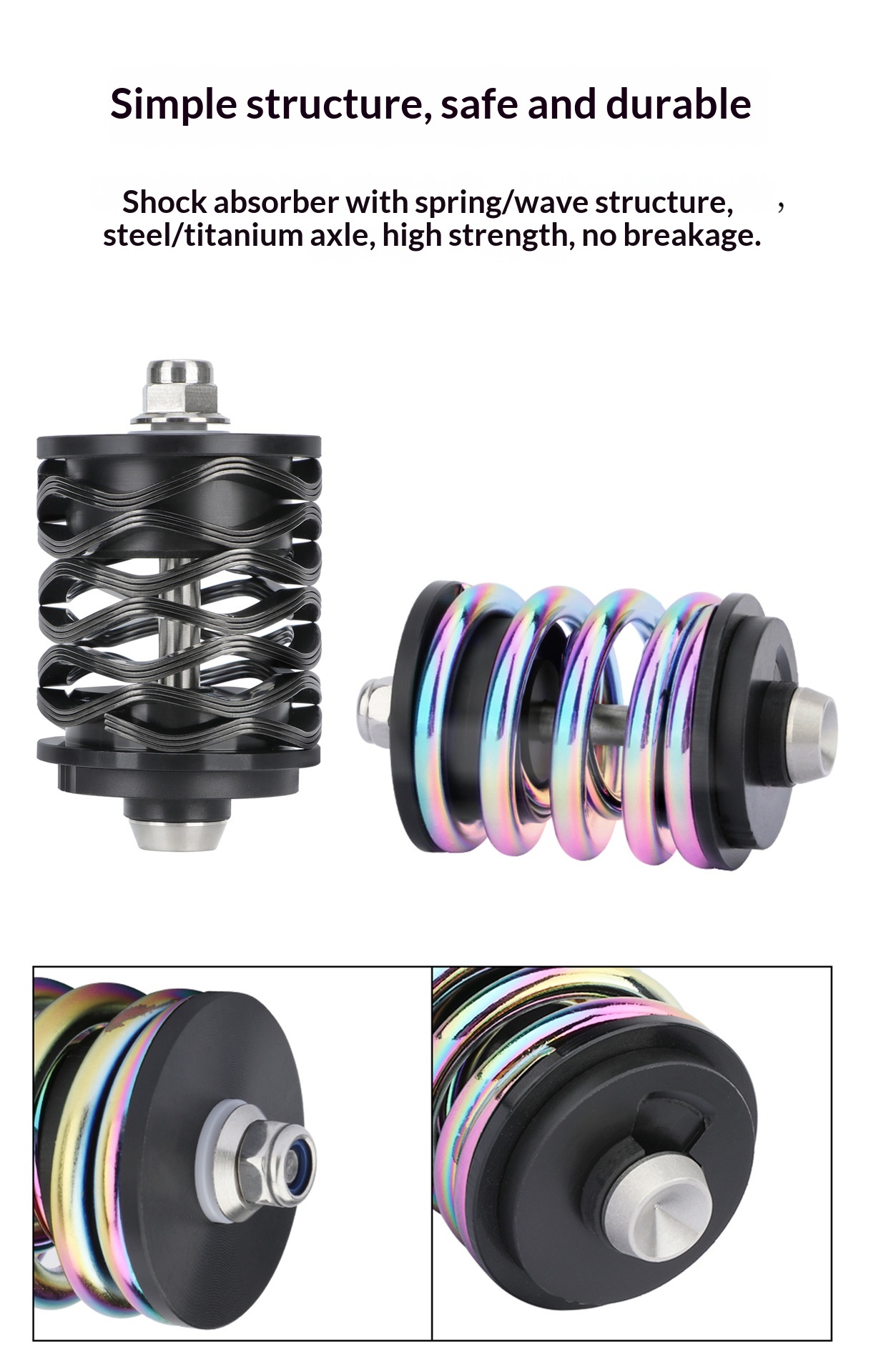 Meroca Metal Rear Shock Absorber compatible with Brompton “xiaobu”, Spring/Wave Style, Steel or Titanium Axle rear shocks