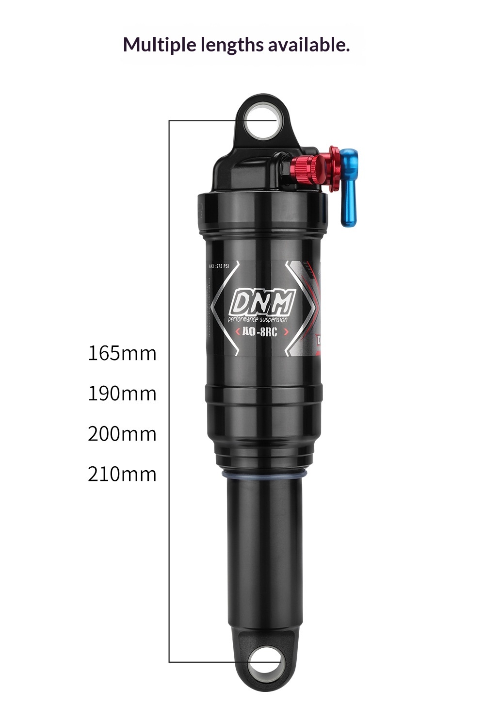 DNM AO-8RC Air Rear Shock Absorber, 3-Position Lockout MTB Soft Tail Bicycle Suspension, Rebound Damping Adjustable