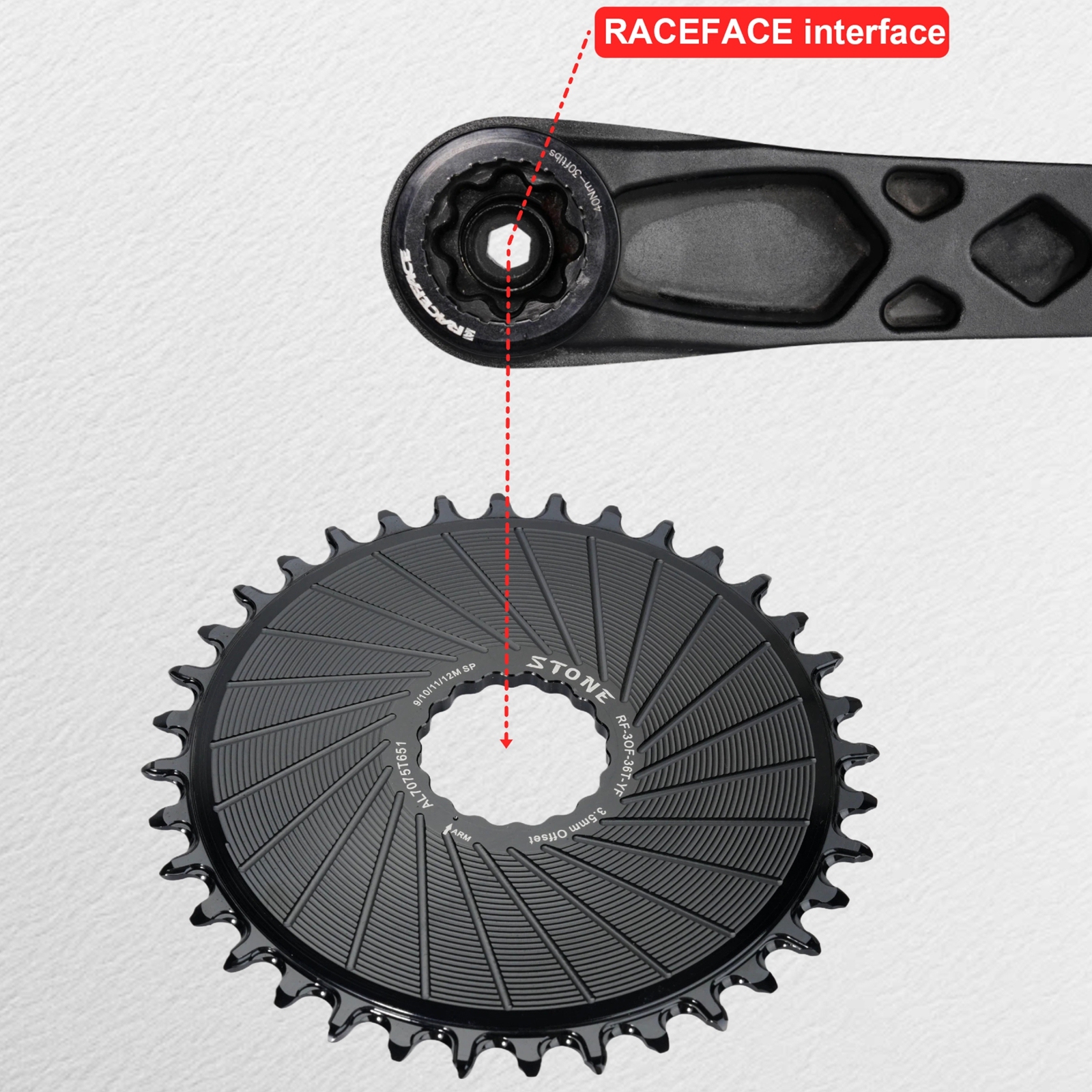 Stone Round Chainring for RaceFace Next SL SIXC Atlas Turbine AEffect Cinch 26T - 40T 3.5MM Offset Direct Mount Chainwheel Boost Compatible