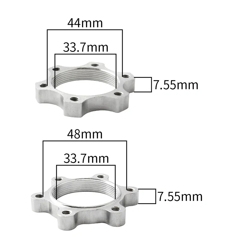 MUQZI 2Pcs 44mm 48mm Bike Hub Disk Disc Brake Rotor Adapter Freewheel Threaded Hubs 6 Bolt Flange MTB Road Bicycle Accessories