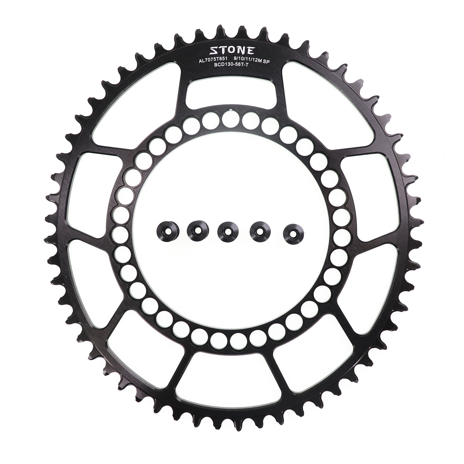 STONE 130BCD Oval Chainring 40-60T for Brompton, for SRAM RED and for Shimano 5700 Cranks, Narrow-Wide 1x Setup