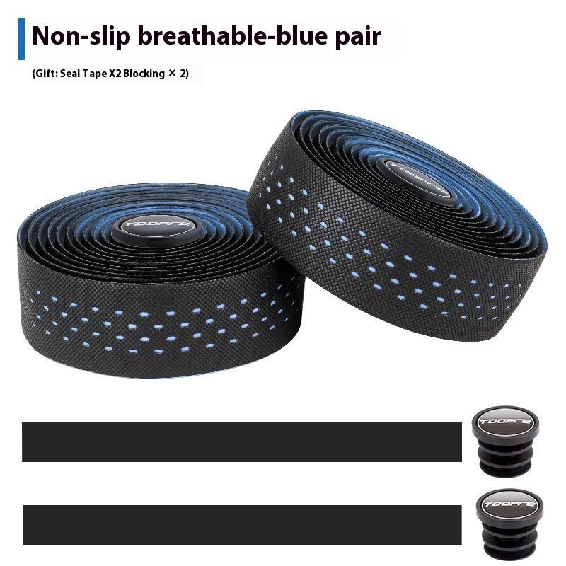 TOOPRE Road Bike Handlebar Tape, Fixed Gear Bike Tape Anti-Slip Breathable Sweat-Wicking Silicone Curved Bar Perforated Tape