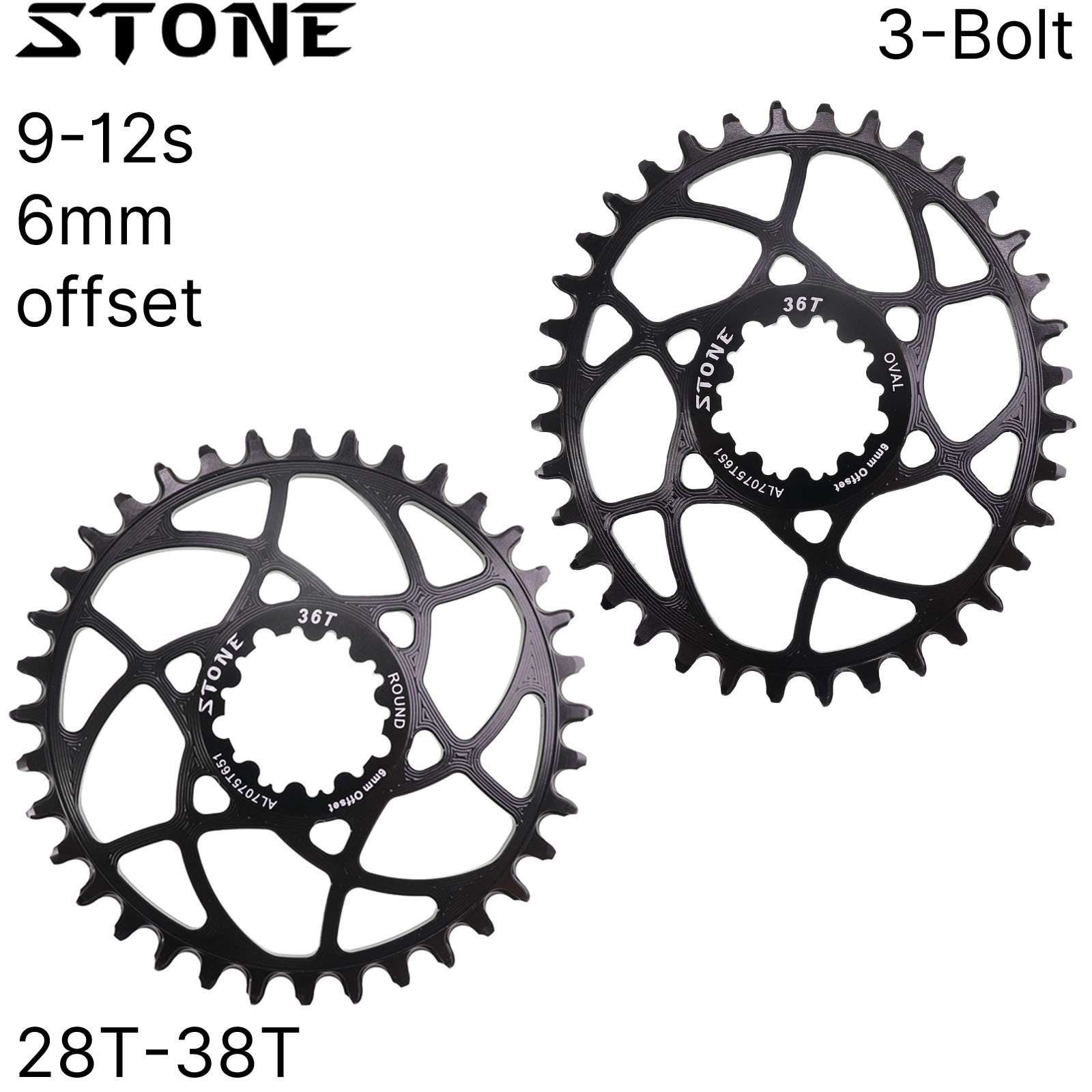 Stone Bike Chainring 6mm Offset Direct Mount for Sram Gxp Eagle X9 X0 XX1 X01 Round Oval 28T to 38T Bicycle Chainwheel