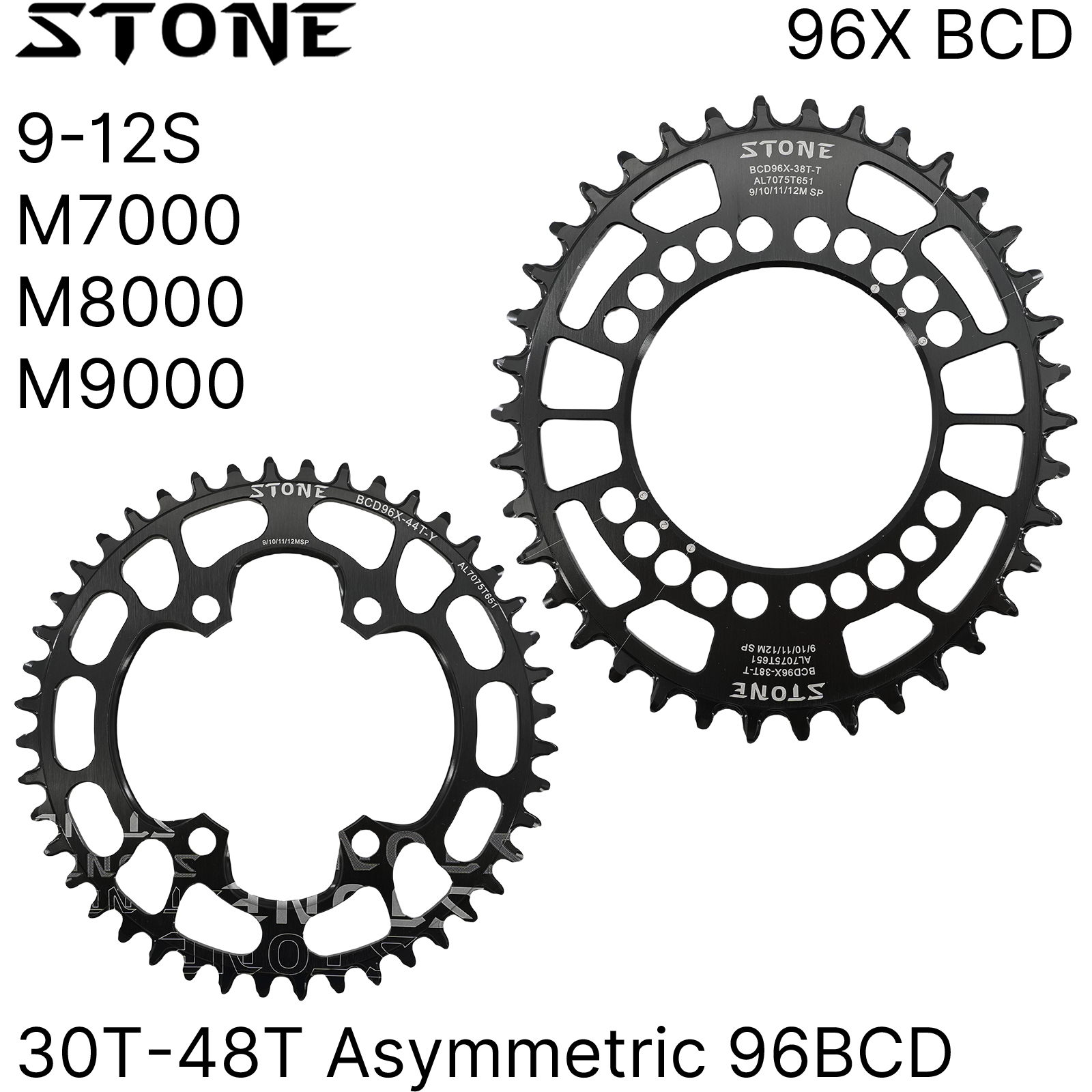 Stone bike Chainring 96BCD Round Oval for Deore M7000 M8000 M9000 M9020 m5100 MTB Bike Chain Wheel 30t 34 36 38 40 42 44 46T 48T 96bcd 12 Speed