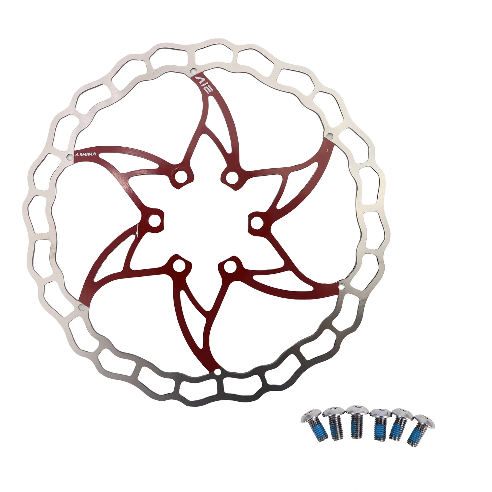 ASHIMA ARO 09 Brake Disc Rotor Ultralight Only 64g MTB Bike Stainless Steel 140mm 160mm 180mm 203mm with 6 Bolts Black Red 1PC