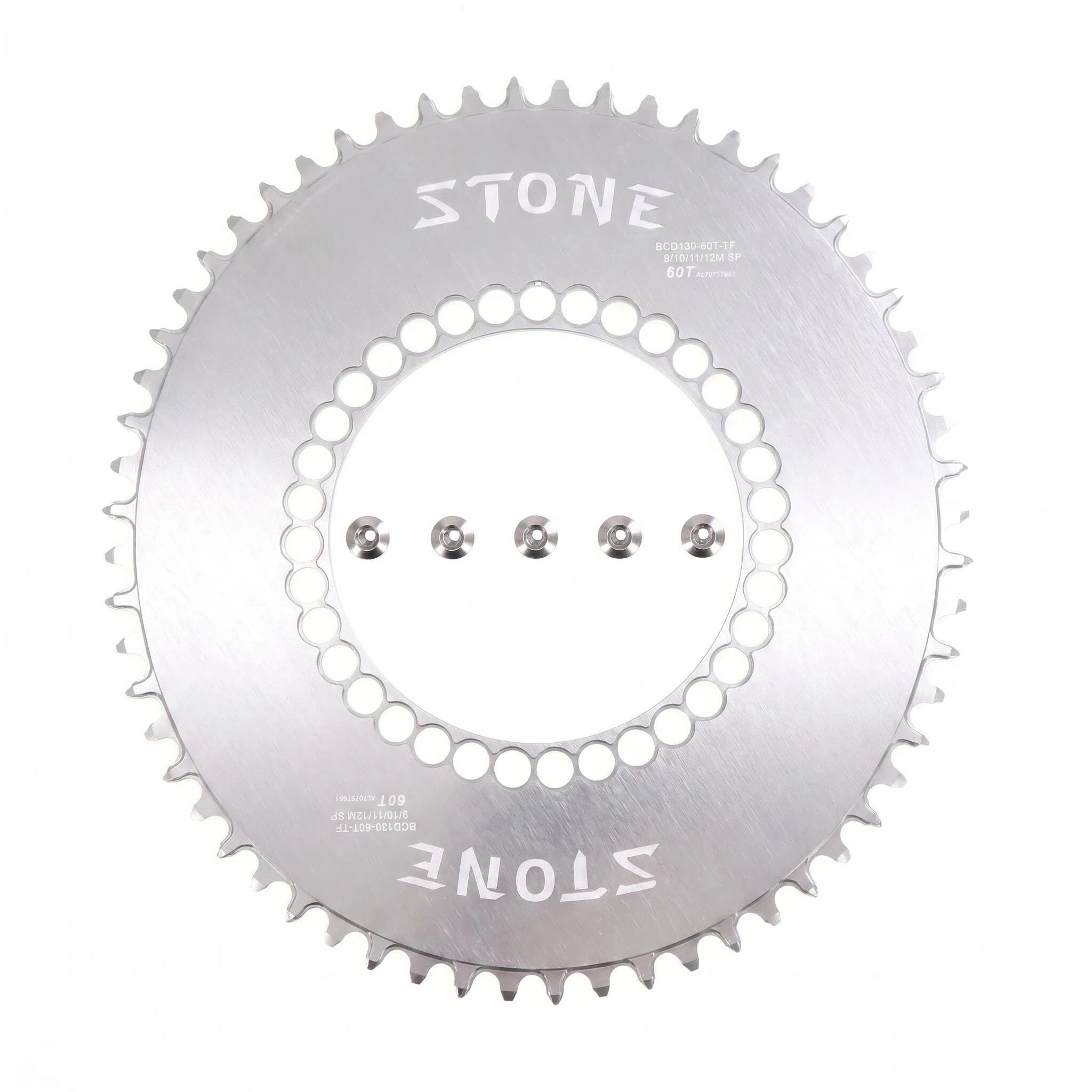 STONE 130BCD Oval Chainring 40-60T for Brompton, for SRAM RED and for Shimano 5700 Cranks, Narrow-Wide 1x Setup