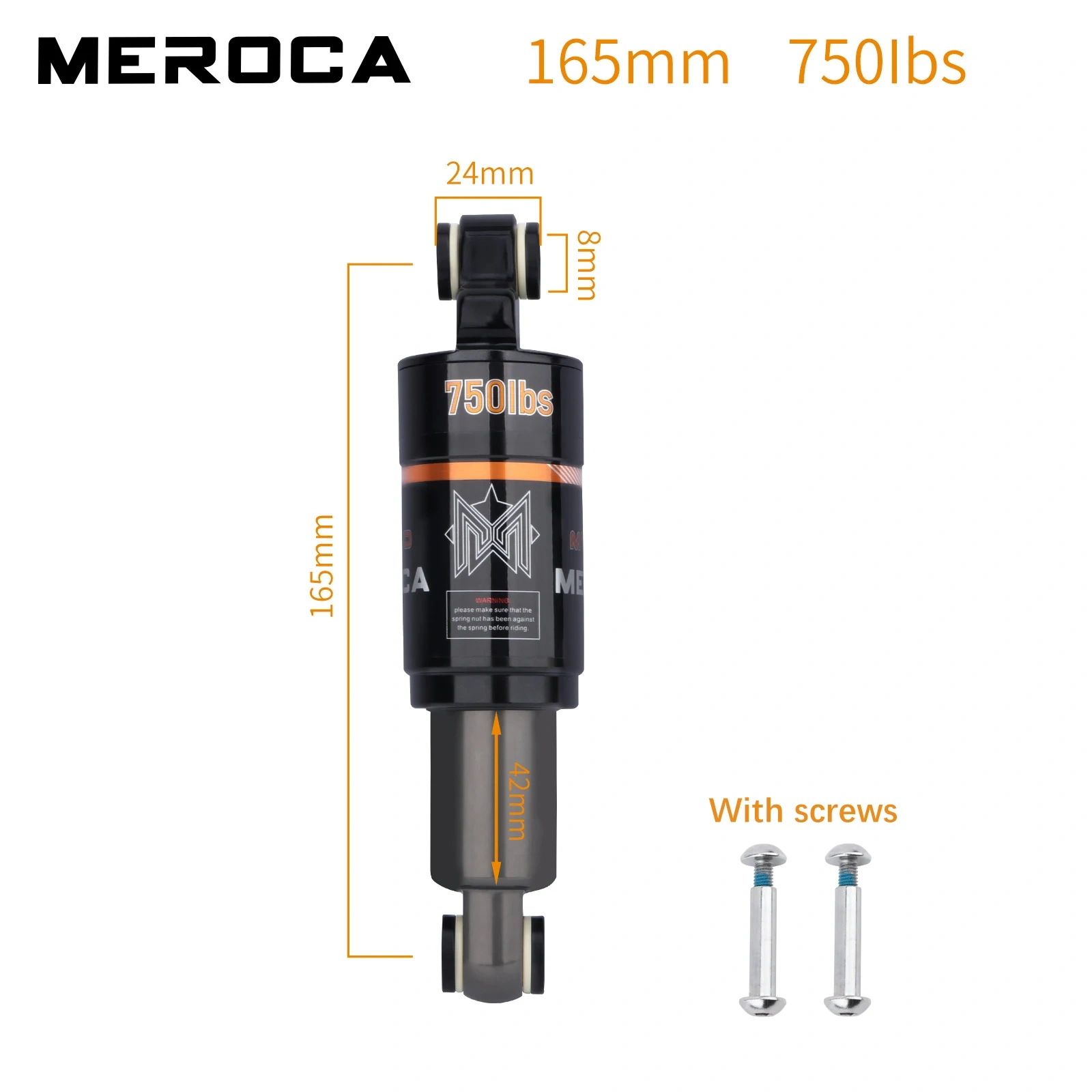 MEROCA Bicycle Oil Spring Shock Absorber 125 150 165mm 850/750/1000lbs Rear Shock Absorber for E-scooter Mountain Bike Rad Bike