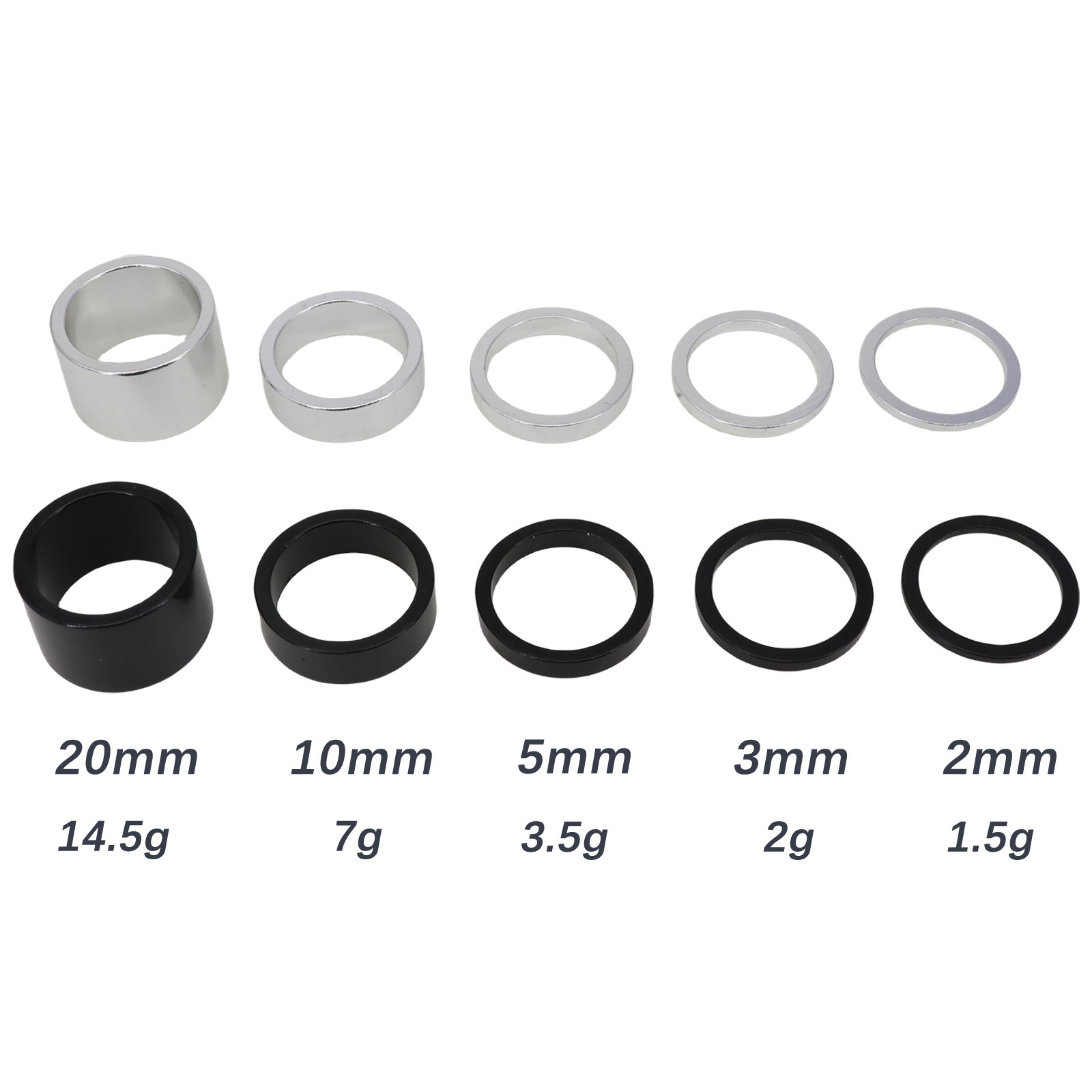 Neco 1 Inch 25.4mm 20/10/5/3/2mm Bicycle Headset Stem Al Bike Fork Star Nut Top Cap Cover Adjusting Dust Cover Spacer Washer
