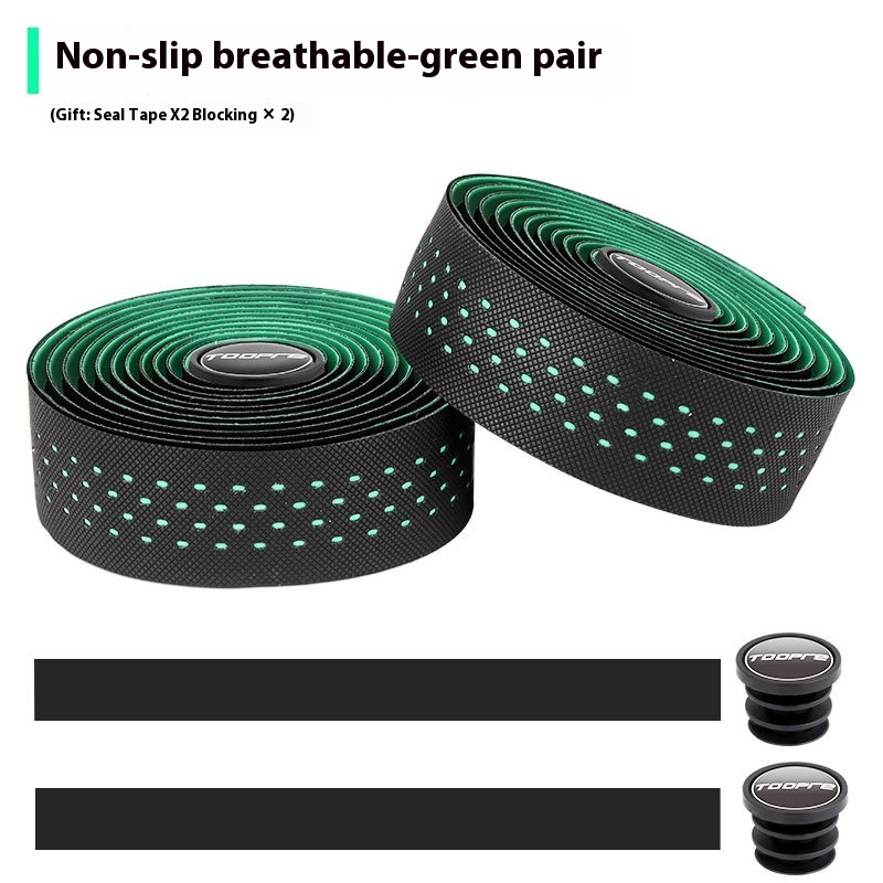 TOOPRE Road Bike Handlebar Tape, Fixed Gear Bike Tape Anti-Slip Breathable Sweat-Wicking Silicone Curved Bar Perforated Tape