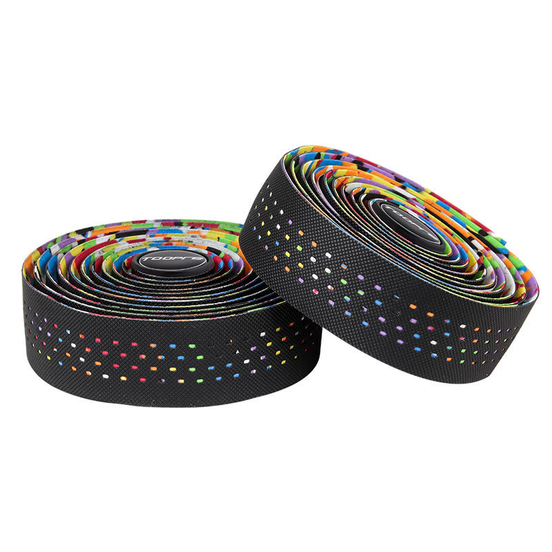 TOOPRE Road Bike Handlebar Tape, Fixed Gear Bike Tape Anti-Slip Breathable Sweat-Wicking Silicone Curved Bar Perforated Tape