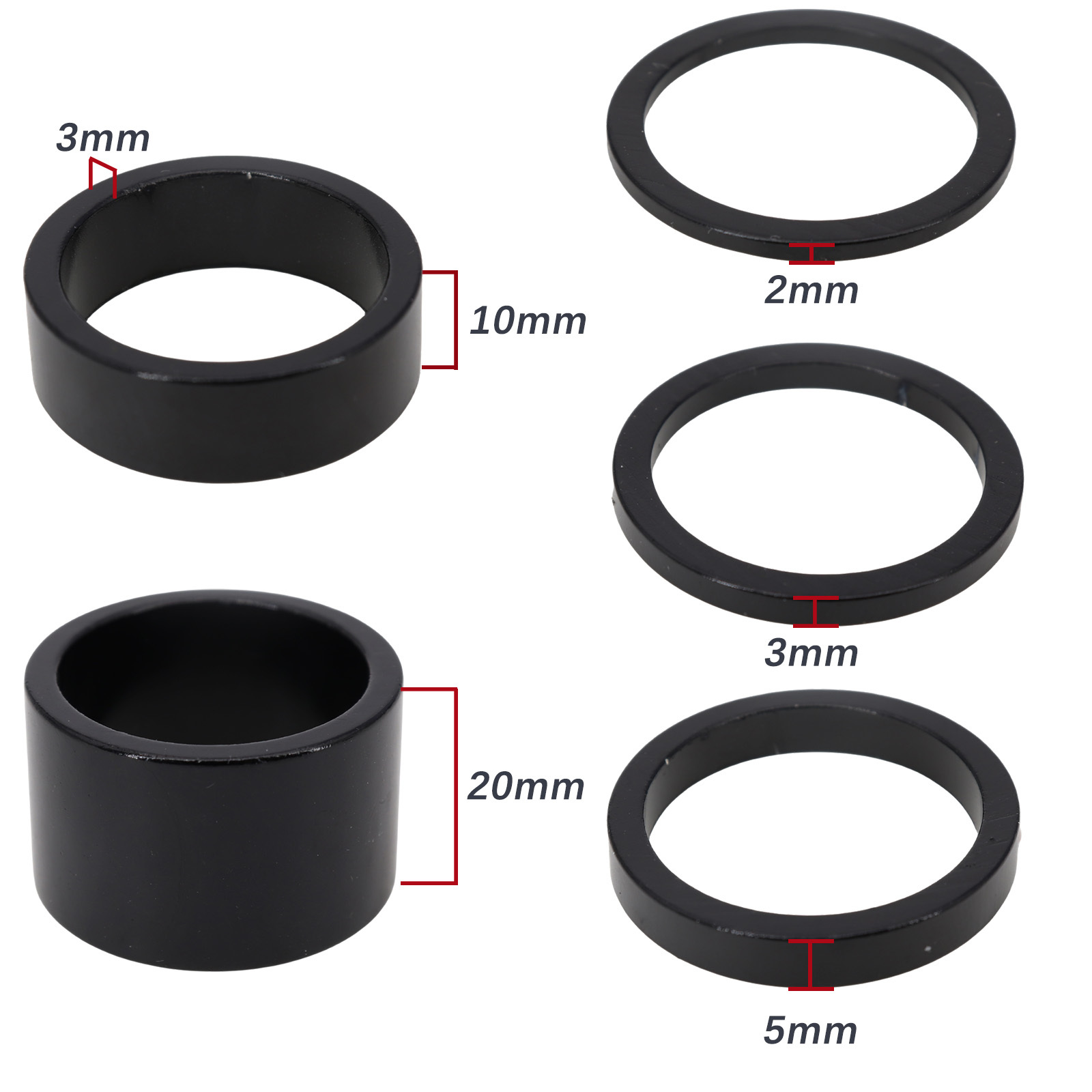 Neco 1 Inch 25.4mm 20/10/5/3/2mm Bicycle Headset Stem Al Bike Fork Star Nut Top Cap Cover Adjusting Dust Cover Spacer Washer