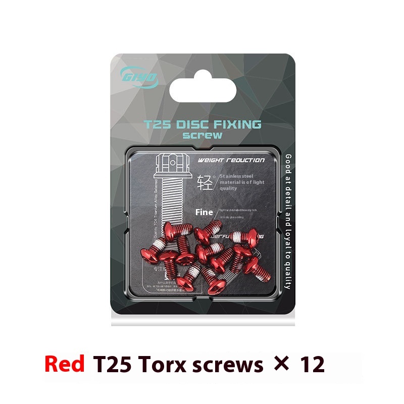 GIYO Bicycle Colorful Disc Brake Rotor Bolts Mountain Bike Disc Rotor Screws Colorful T25 Disc Brake Pads M5*10