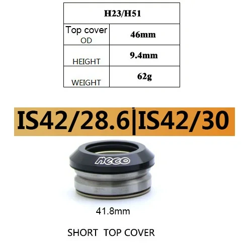 Neco bearing headset 41 41.8 mm IS41 IS42 IS41.8 Integrated  Threadless MTB Road Bike Headset