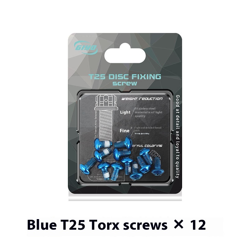 GIYO Bicycle Colorful Disc Brake Rotor Bolts Mountain Bike Disc Rotor Screws Colorful T25 Disc Brake Pads M5*10