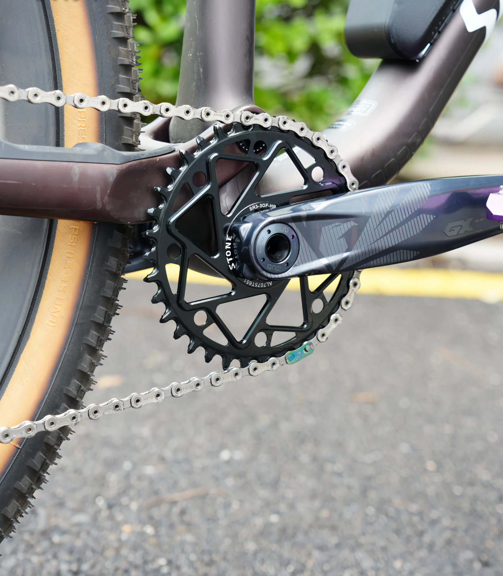 STONE Direct Mount MTB Chainring for SRAM GXP 3-bolt Cranks, 3mm Offset, SR3-3OF-HP with Optional Bash Guard