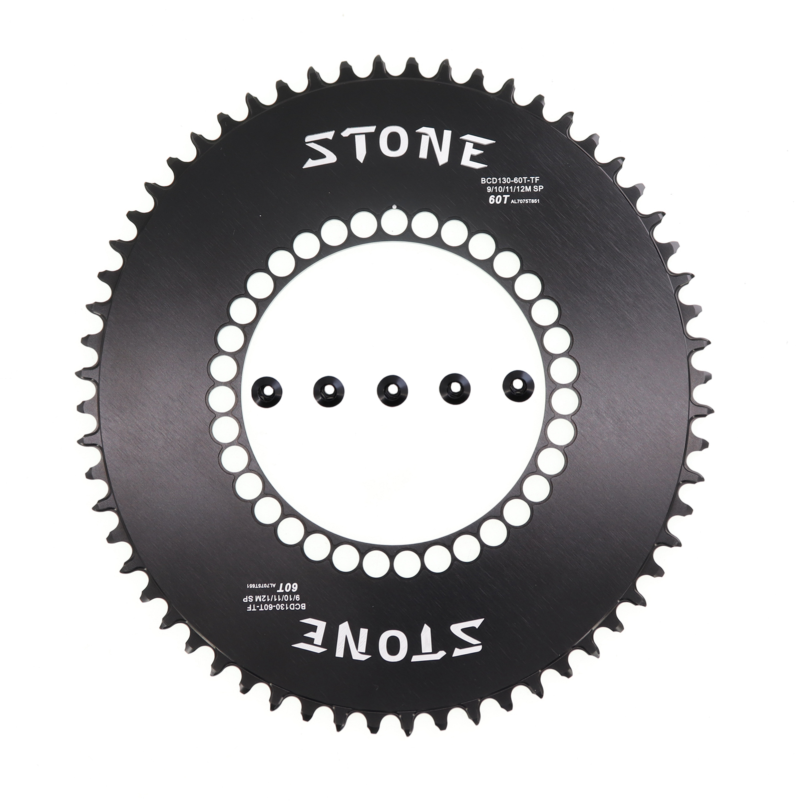 STONE 130BCD Oval Chainring 40-60T for Brompton, for SRAM RED and for Shimano 5700 Cranks, Narrow-Wide 1x Setup