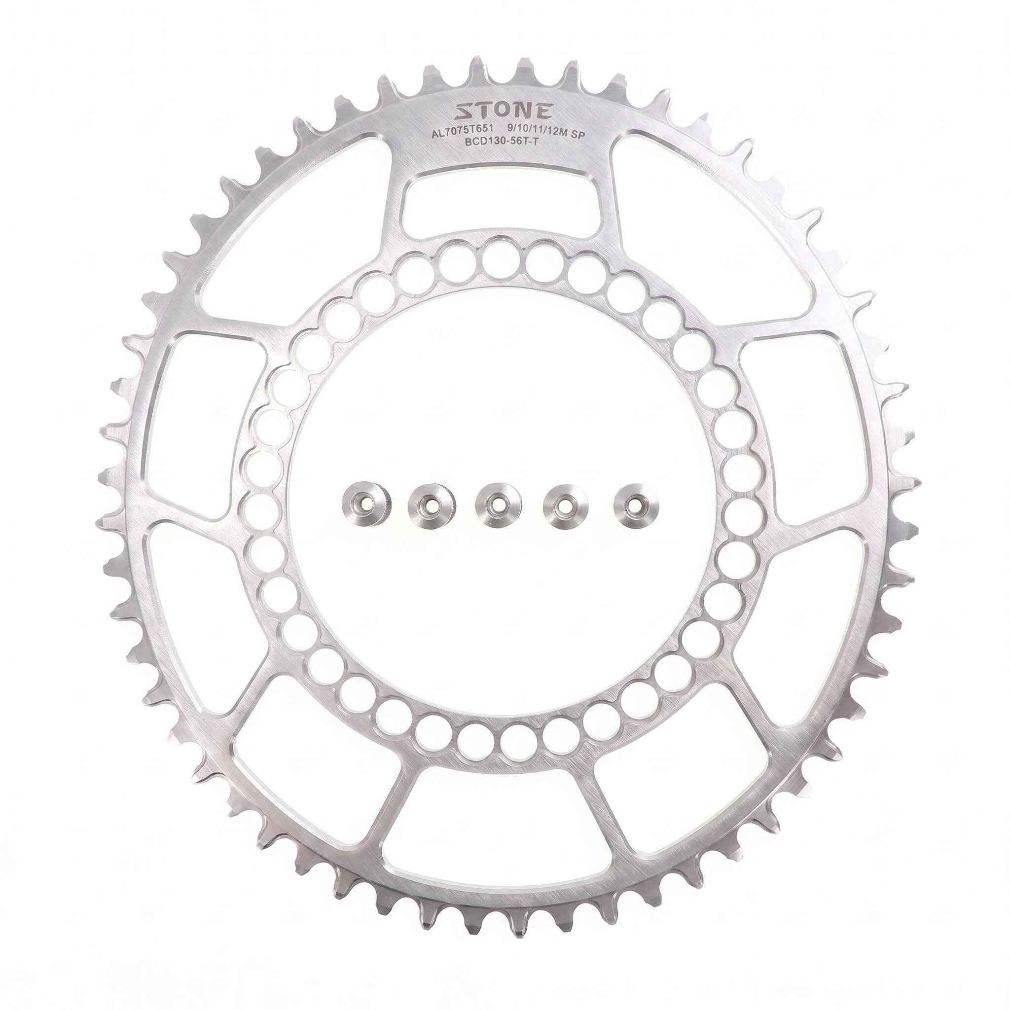 STONE 130BCD Oval Chainring 40-60T for Brompton, for SRAM RED and for Shimano 5700 Cranks, Narrow-Wide 1x Setup