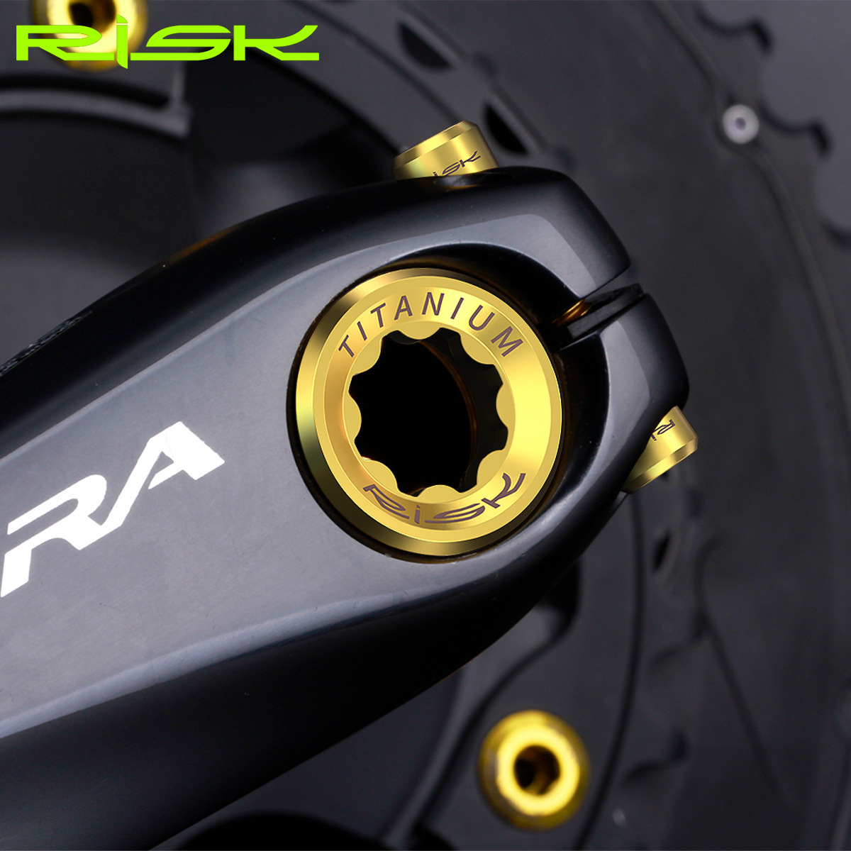 RISK Mountain Bike Integrated Chainring Crank Cover M20mm Middle Axle Locking Titanium Alloy Star-Shaped Screw