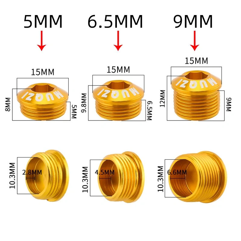 MUQZI 2PCS Bicycle Pedal Cover Bolts M14x5/6.5/9mm Aluminum Bike Pedal Dust-protection Screw MTB Road Cycling Repair Parts