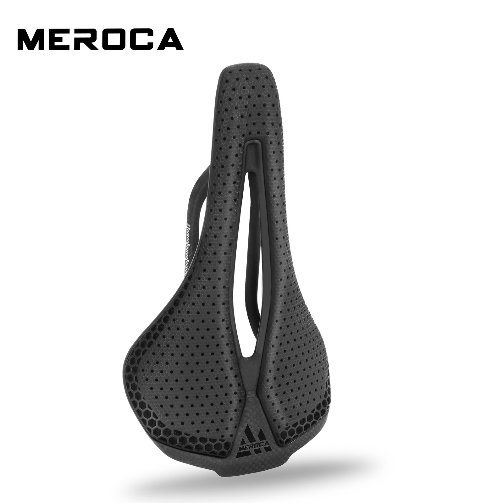 MEROCA VG R1 3D Printed Bicycle Saddle, Carbon Fiber Base with Zoned Cushioning, Hollow Lightweight Road Bike Saddle, 152g