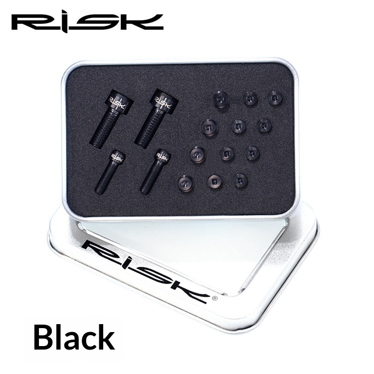 RISK RT101 Titanium Bolt Kit for Shimano XT M775 Hydraulic Disc Brake Lever — 20PCS Full Set (Reservoir Cap, Clamp, Free Stroke, Panel), TC4 Titanium, PVD Coated