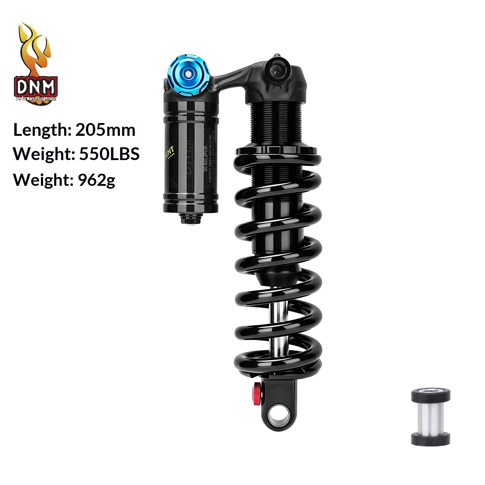 DNM TRU-3 Trunnion Coil Rear Shock Absorber, 185/205mm 450/550LBS with 24mm Bushing