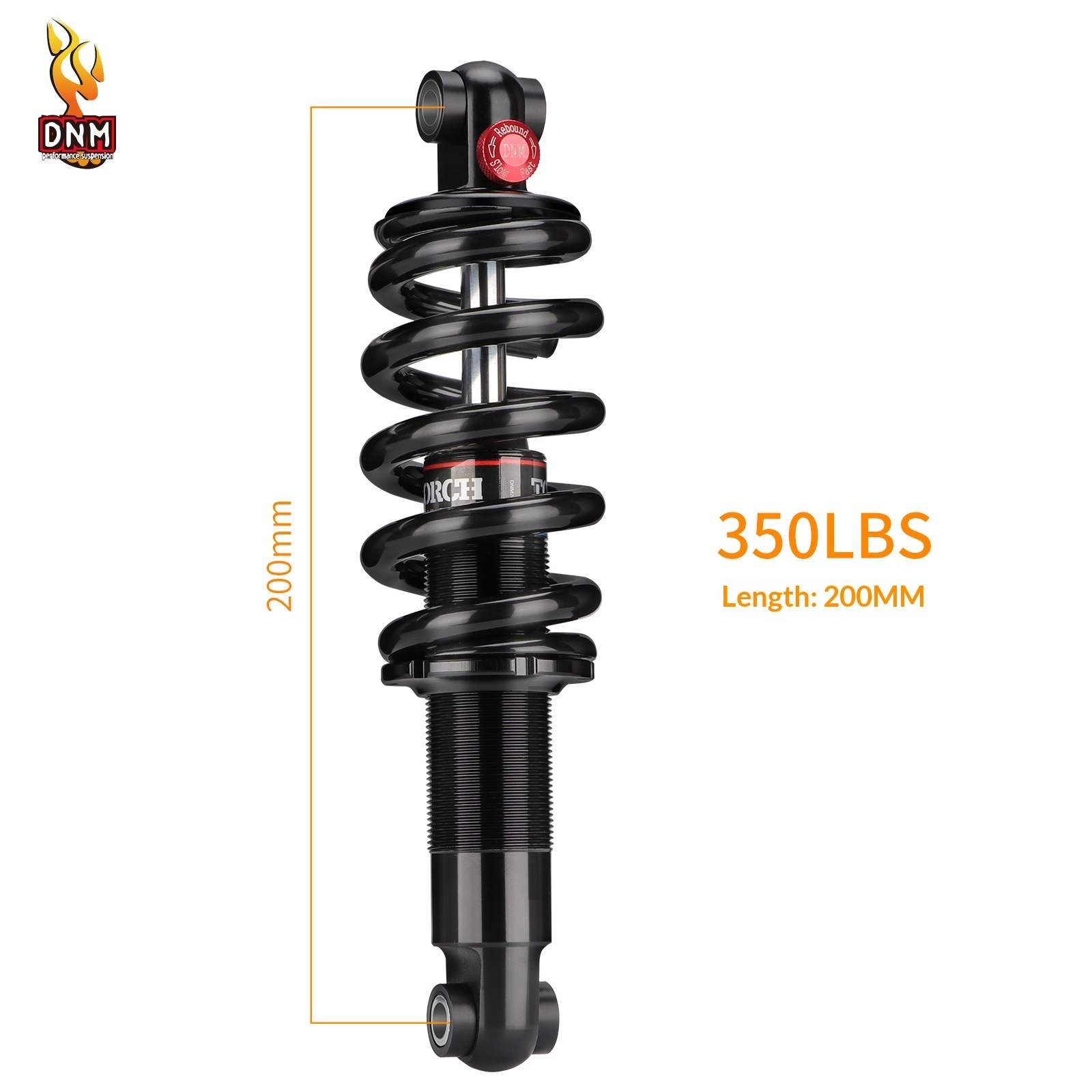 DNM DV-22AR Hydraulic Coil Spring Rear Shock Absorber - Adjustable Rebound Damping for MTB/E-Bike (Various Sizes & LBS)
