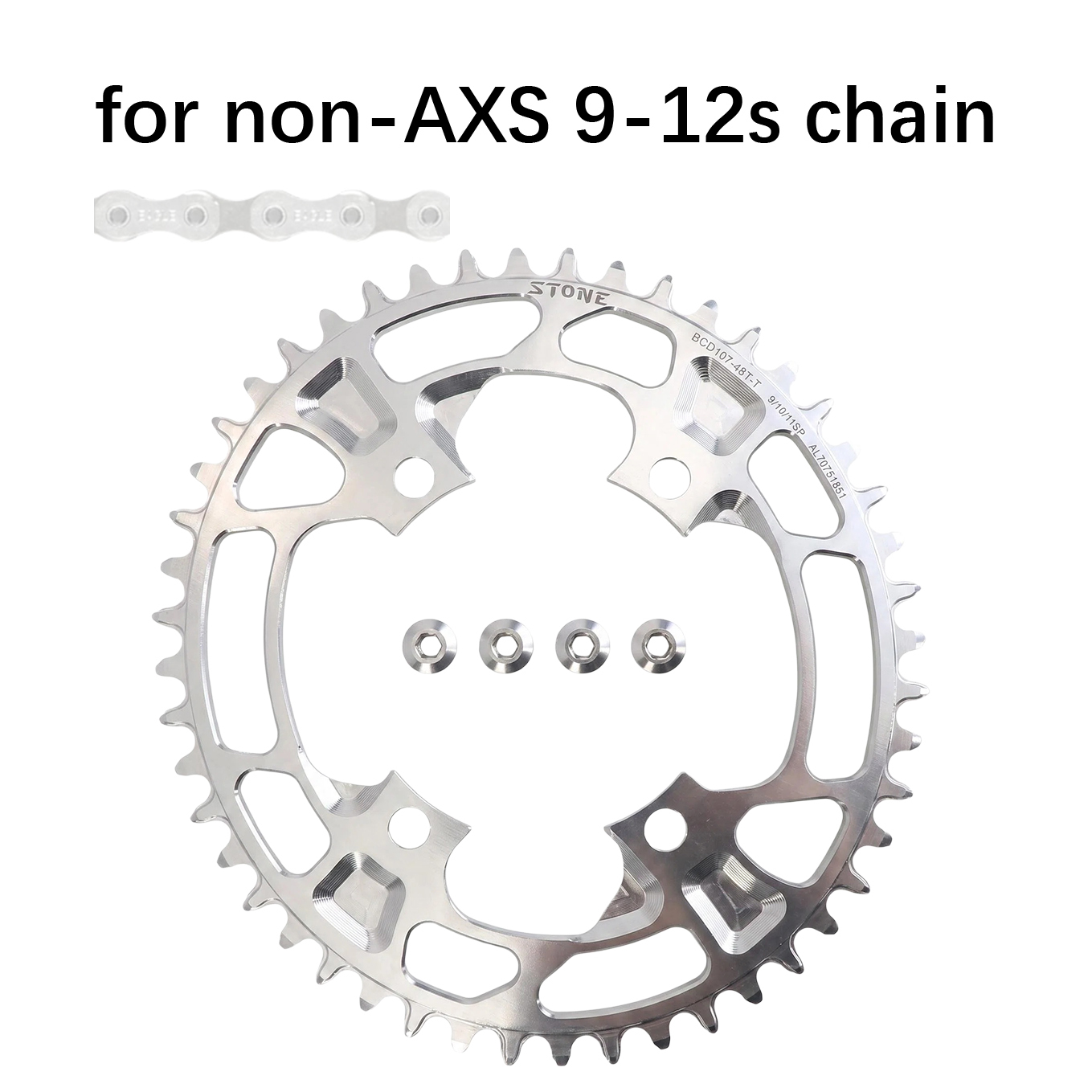 Stone Oval Bike Chainring 107BCD for Sram Force AXS 12S Crankset 107 Bcd MTB Road Bike Narrow and Wide Chainwheel 36T To 60T AXS Flattop T-type
