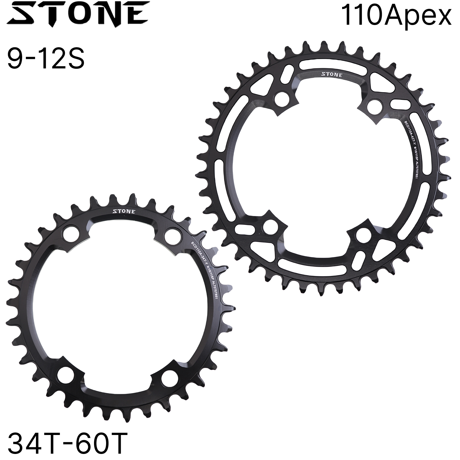 Stone Round Chainring 110BCD for Apex Sram 4 bolts 34 36 38 42T 44 46T 48 50T 54 56 58T 60 Road Bike MTB 9 10 11 12s gravel