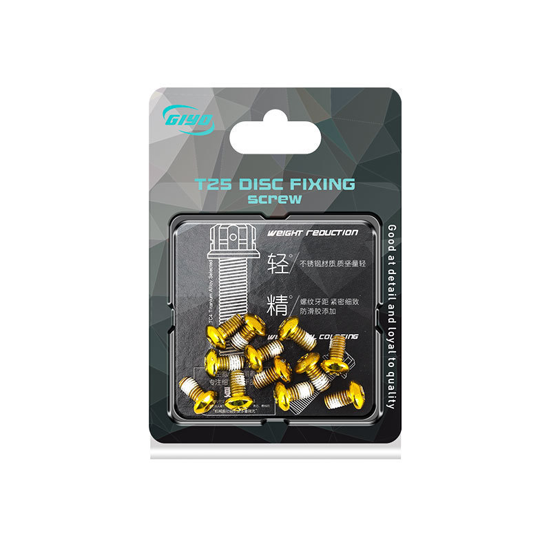 GIYO Bicycle Colorful Disc Brake Rotor Bolts Mountain Bike Disc Rotor Screws Colorful T25 Disc Brake Pads M5*10