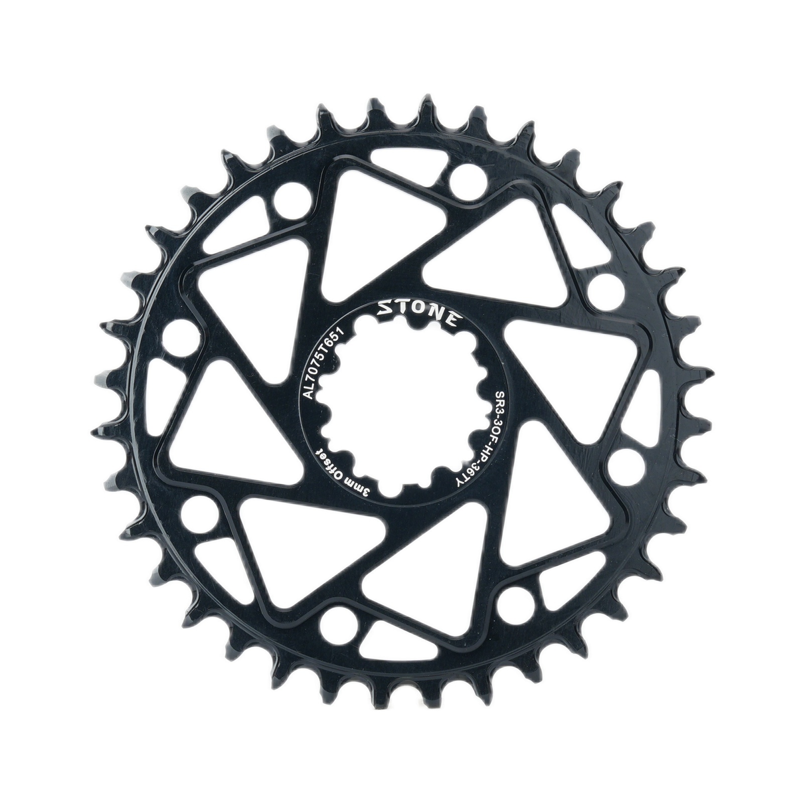 STONE Direct Mount MTB Chainring for SRAM GXP 3-bolt Cranks, 3mm Offset, SR3-3OF-HP with Optional Bash Guard