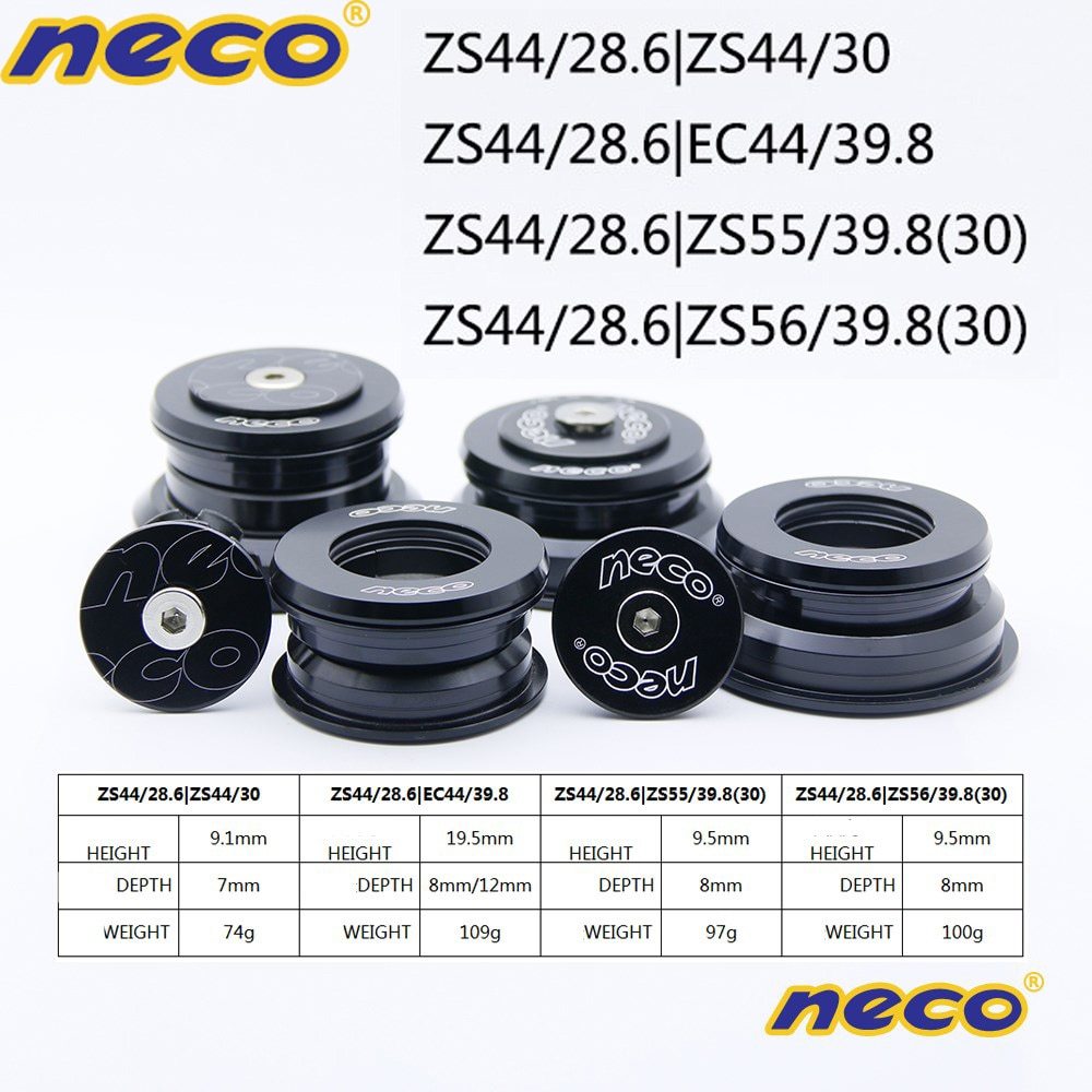 Neco bike Headset integrated Threadless bearing 44 55 56 MM ZS44 ZS55 ZS56 39.8 30  1 1/8 1 1/2 Tapered Straight MTB Road Bike