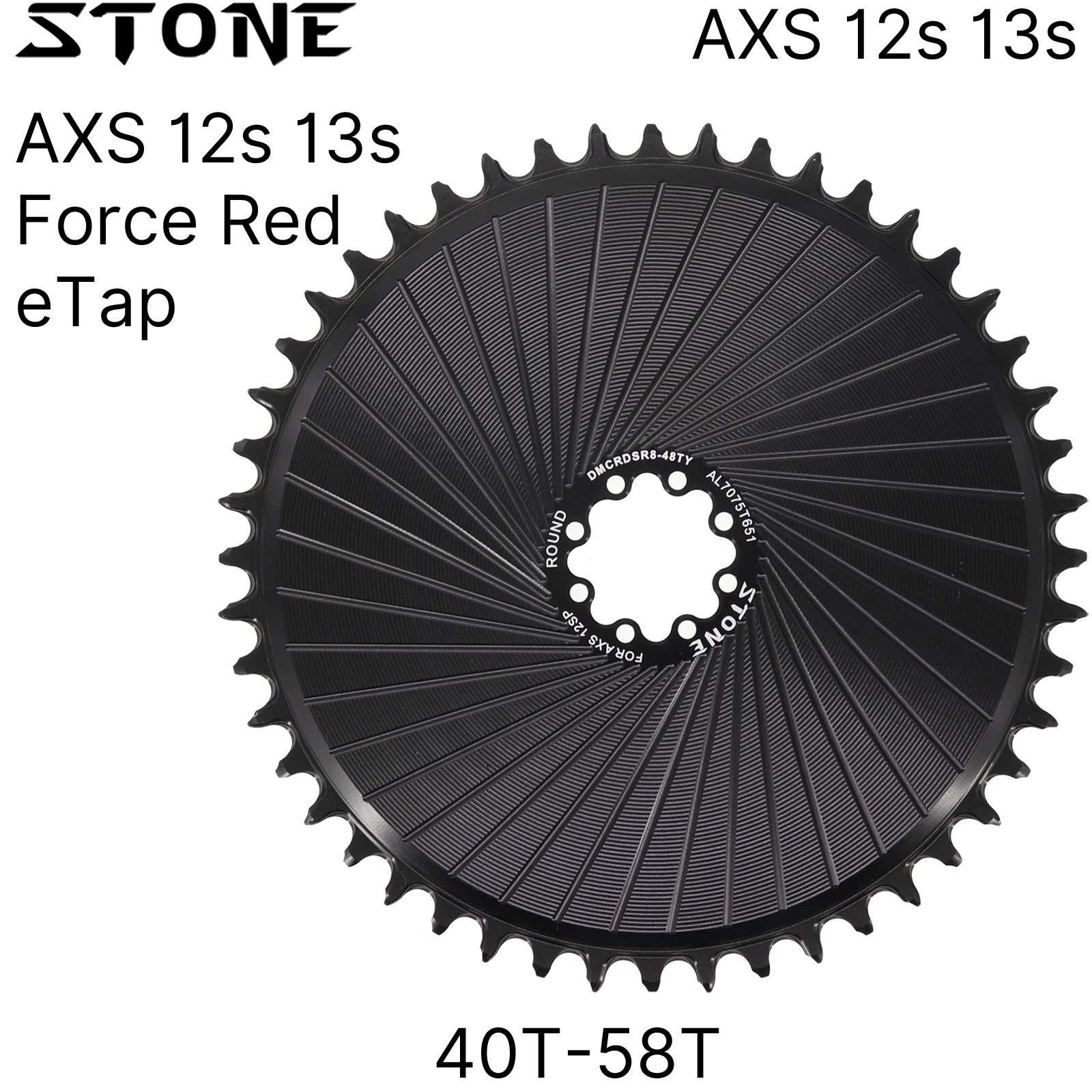 Stone 12s AXS Chainring flattop for DUB Force Red Direct Mount DM Chainring Chainwheel for Sram for Road Bike AXS 12 Speed 8 bolts non axs AXS Flattop T-type 8 bolts pins XPLR 12s 13s 4.2mm offset