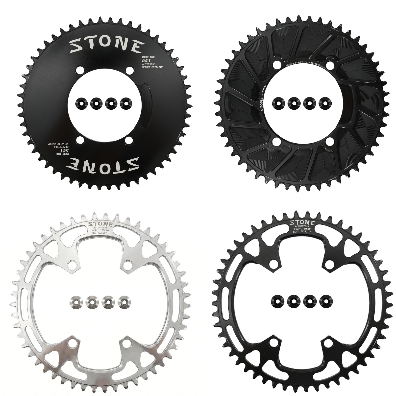 Stone Round Bike Chainring 110BCD for Shimano FC-5800 6800 4700 9000 34T to 60T Road Bike Chainwheel 4 Bolts gravel