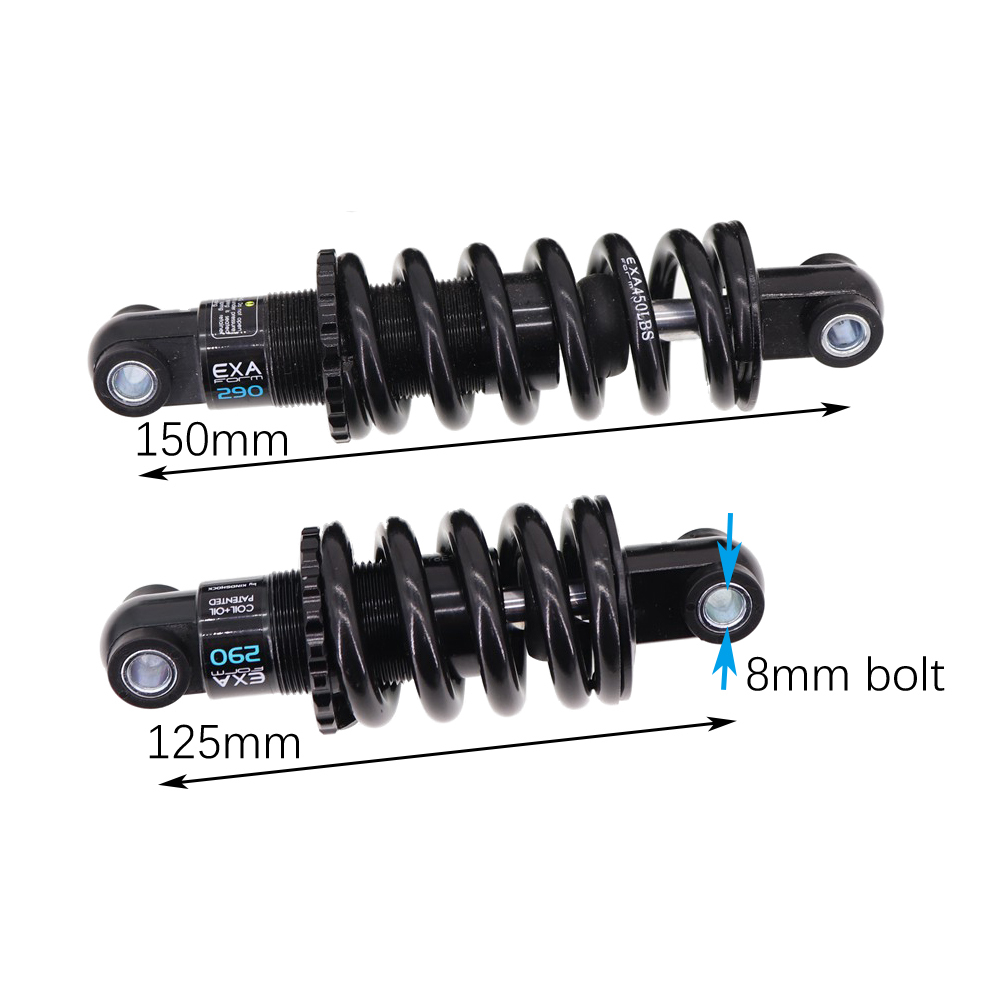 EXA Form Bike Rear Shock Absorber 125 150mm 290 Suspension Shocks Spring Kindshock MTB Bike e scooter 1000 1250 lbs 850