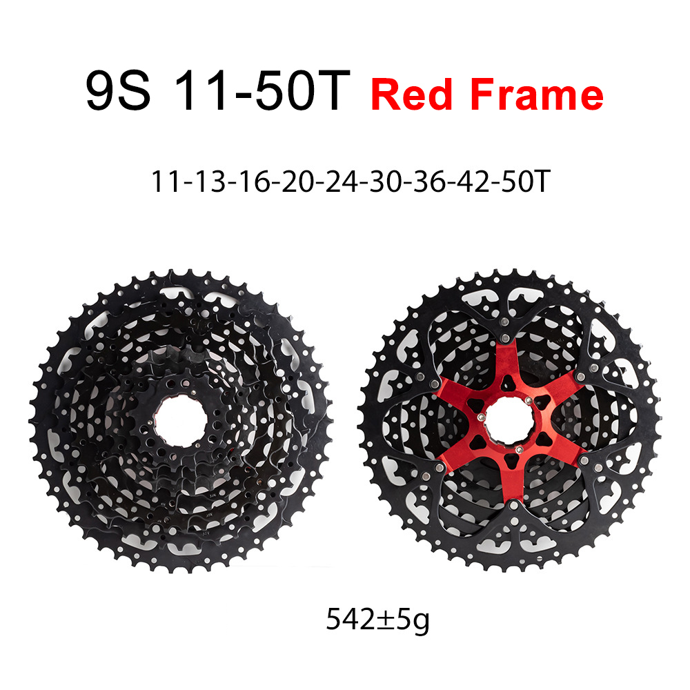 SUNSHINE-SZ HG Cassette Freewheel for MTB 8 / 9 / 10 / 11 / 12 Speed All Black Red Frame Compatible with Shimano DEORE SLX XT XTR and SRAM X5 X7 X9 XX1 XO SX NX
