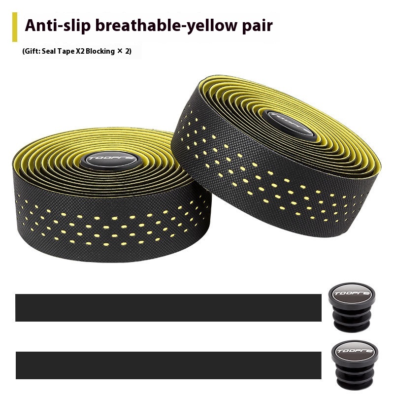 TOOPRE Road Bike Handlebar Tape, Fixed Gear Bike Tape Anti-Slip Breathable Sweat-Wicking Silicone Curved Bar Perforated Tape